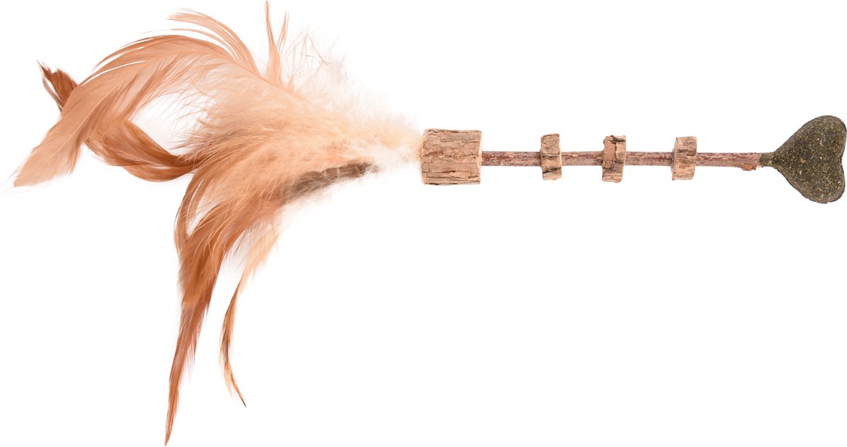 Flamingo Topsy - Speelgoed Katten - Ps Topsy Stokje Hout+hartje Matatabi Natuur 25cm - 1st - 130835 - 1st