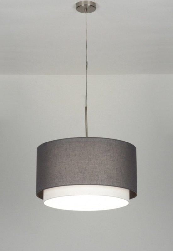 Lumidora Hanglamp 30400 - BERLIN - E27 - Grijs - Taupe - Textiel - ⌀ 47 cm