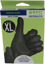 Gants de ménage en latex Merbach noirs - XL 1 paire - 4 x 1 paire pack économique