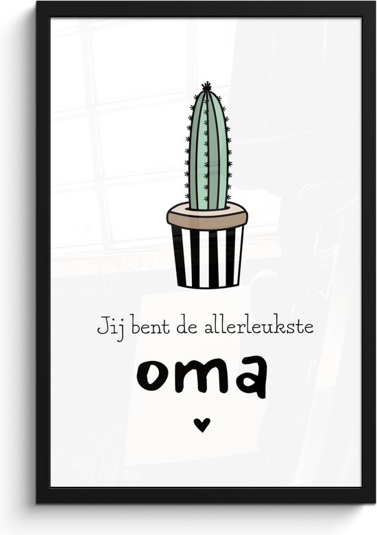 Fotolijst inclusief poster - Posterlijst 40x60 cm - Posters - Leuk Moederdag cadeau voor oma met de quote Jij bent de allerleukste oma – wit - Foto in lijst decoratie - Cadeau voor moeder - Moederdag cadeautje