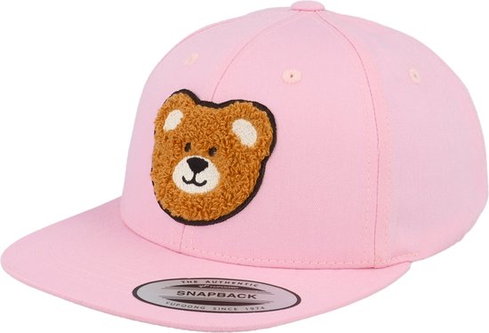 Hatstore- Kids Chenille Bear Patch Pink Snapback - Kiddo Cap Cap