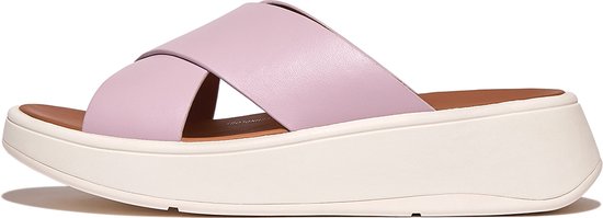 FitFlop F-Mode Leather Flatform Cross Slides PAARS - Maat 37