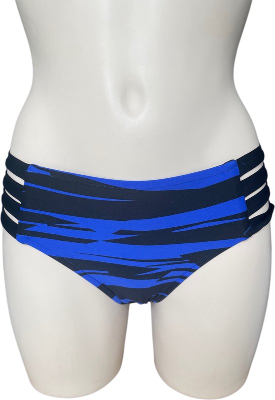 Seafolly - Fastlane - Blue Ray - zwart/blauw - met speelse heupen - bikinislip - maat 38 / M