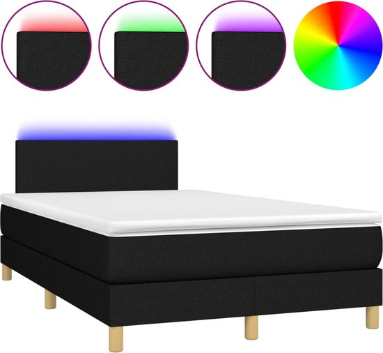 vidaXL-Boxspring-met-matras-en-LED-stof-zwart-120x190-cm
