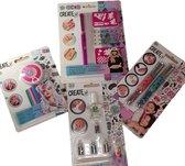 Make up set roze voor kinderen - tattoopen - haarkrijt - nagellak - nailart roze blauw