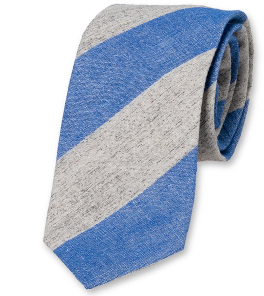 E.L. Cravatte Stropdas - Blauw-Grijs Gestreept - Linnen