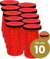 Tabouret pliable Alora extra fort rouge complet par 10 - tabouret télescopique - 250 kg - tabouret pliable - portable - chaise de camping - escabeau