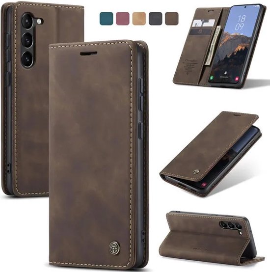 Caseme - Telefoonhoesje geschikt voor Samsung Galaxy S24 - Wallet Book Case - Met Magnetische Sluiting - Donker Bruin