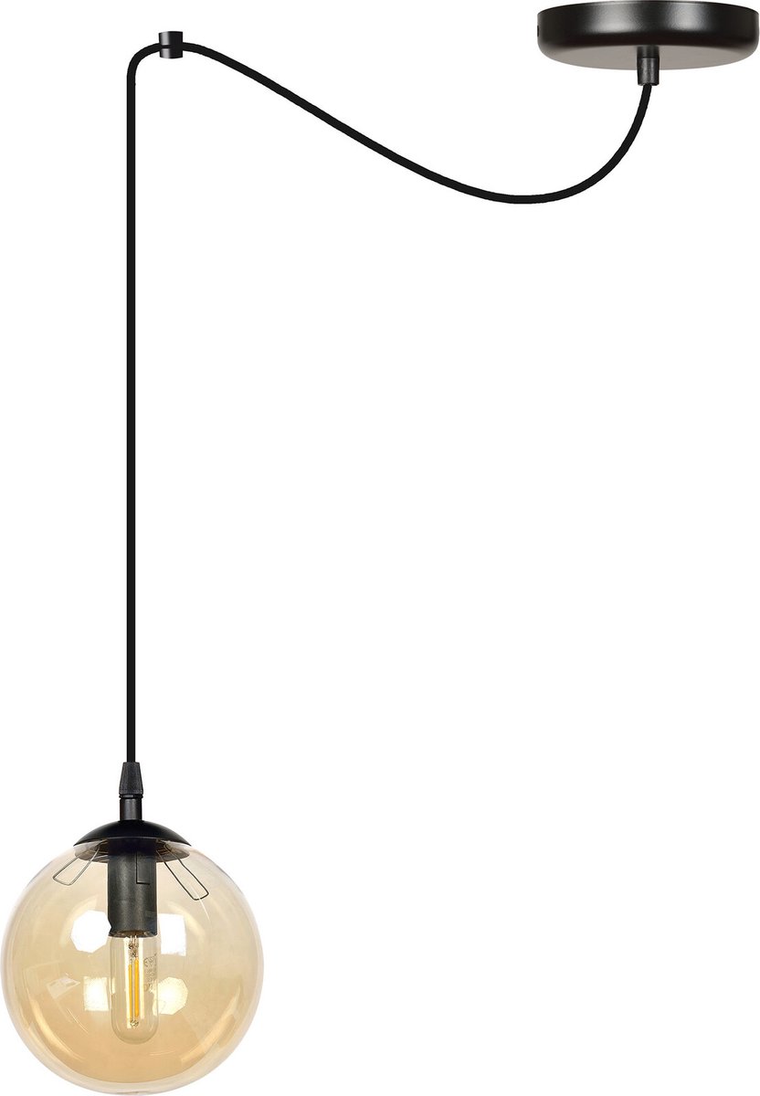 Emibig Uppsala hanglamp met amber glazen bol E14 - Creëer een warme sfeer in uw interieur