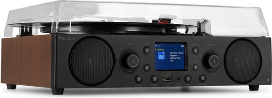 Platenspeler met DAB radio - Audizio Tulsa - Bluetooth 5.0 - DAB+ / FM