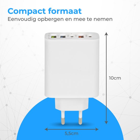 Nuvance - Adaptateur USB - 5 Portes - Prise USB - Chargeur USB - Convient à tout câble USB