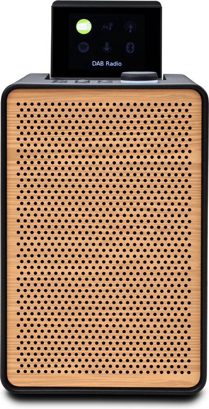 Pure Evoke Spot - Wood Edition, système de musique compact en Coffee Black avec grille en bois de cerisier