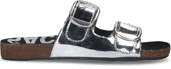 Sacha - Dames - Zilveren metallic sandalen met gespen - Maat 41