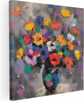 Artaza Peinture sur toile représentant des Fleurs colorées dans un vase - 90 x 90 - Groot - Photo sur toile - Impression sur toile