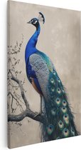 Artaza Peinture sur Toile Paon Perché sur une Branche - 80x120 - Groot - Photo sur Toile - Impression sur Toile