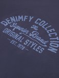 Donkerblauw t-shirt met blauwe tekst: "DENIMFY COLLECTION", "The Superior Brand", "ORIGINAL STYLES", "EST. 1978".