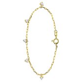 Lucardi Dames Zilveren goldplated armband met zirkonia - Armband - 925 Zilver - Goud - 19 cm