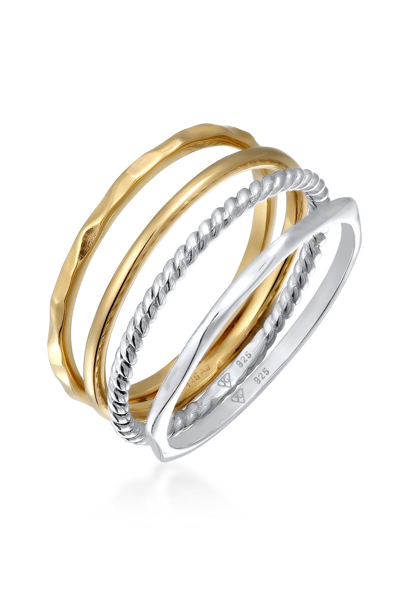 Elli - Ring - Dames stapel set basis bicolour in 925 sterling zilver verguld - Dames
