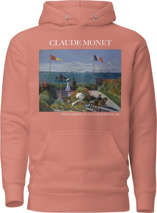 Claude Monet 'De Tuin bij Sainte-Adresse' ("The Garden at Sainte-Adresse") Beroemd Schilderij Hoodie | Unisex Premium Kunst Hoodie | Dusty Rose | M