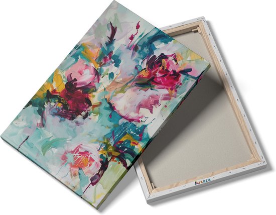 Artaza Canvas Schilderij Bloemen Abstract - 20x30 cm - Klein - Muurdecoratie Canvas Schilderijen Woonkamer - Wanddecoratie Abstracte Kunst - Schilderijen Op Canvas