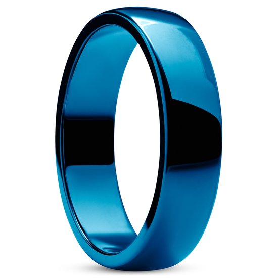 Ferrum | 6 mm Gepolijste Blauwe Roestvrijstalen D-vormige Ring