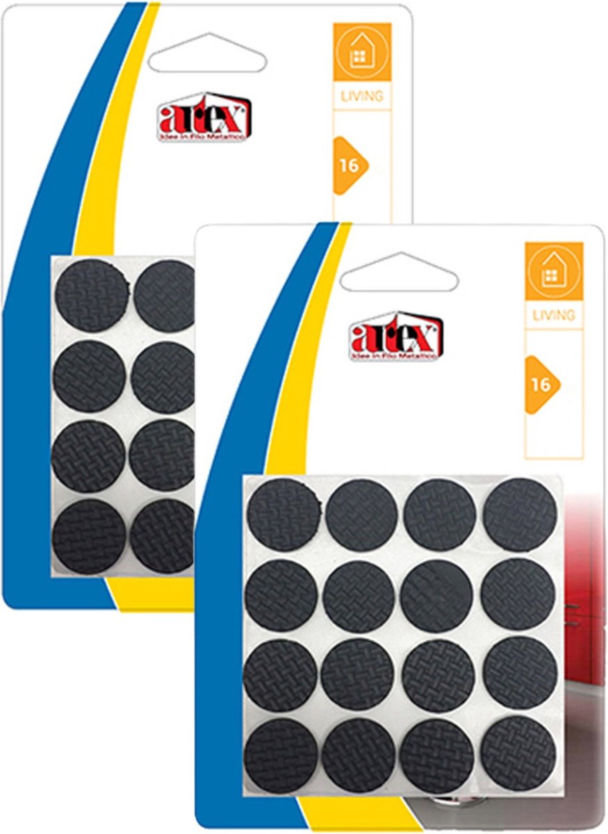 Artex Meubelviltjes/antislip - zwart - 32x - rubber - rond - 2,2 cmm
