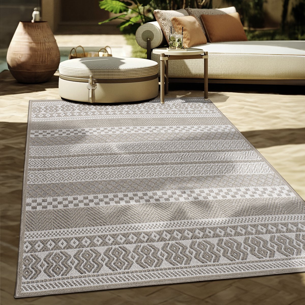 Paco Home In-& Outdoor Vloerkleed Balkon Terras Keukenvloerkleed Modern Boho Ethno Patroon 300x400 cm