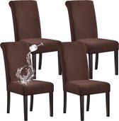Housse 100 % imperméable pour chaises de salle à manger, jacquard extensible Parsons, housse de chaise, amovible, lavable, protection de chaise (café, lot de 4)