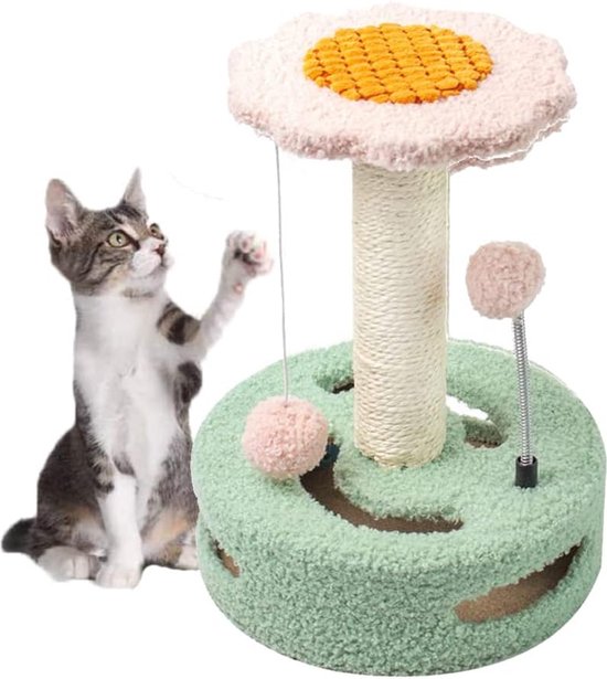 Katten krabpaal - kattenhuis - 30 x 30 x 56 cm - reliëf pluche