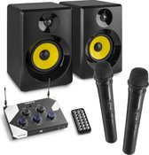 Karaoke set voor volwassenen met Vonyx speakers en microfoonmixer - Bluetooth en 2x draadloze microfoons