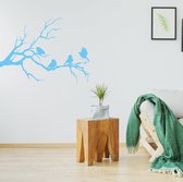 Muursticker Vogels Op Tak - Zilver - 140 x 105 cm - slaapkamer woonkamer