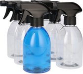 6x Spuitflessen 300ml met Spray Pomp - Plastic Fles, Sprayfles, Spray Flacon, Spuitfles - PET Kunststof Transparant - Zwart