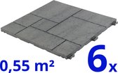 Terrastegels - Composiet - Lichtgrijs - 6 Stuks - 0.55 m² - Vlondertegels - Balkontegels - Onderhoudsvrij - Makkelijke en Snelle Montage
