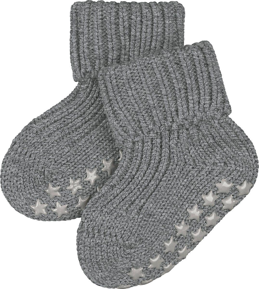 FALKE Cotton Catspads Noppen op de zool katoen huissokken baby grijs - maat 62-68