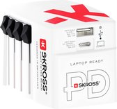 Bol.com Skross - Wereldreisadapter MUV PRO 3-polig + 1 USB Snellader + 1 Type C 3250 mA Wit aanbieding