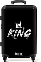 NoBoringSuitcases.com® - Koffer groot - Rolkoffer lichtgewicht - 'King' en kroon geschreven in graffiti stijl - Reiskoffer met 4 wielen - Grote trolley XL - 20 kg bagage