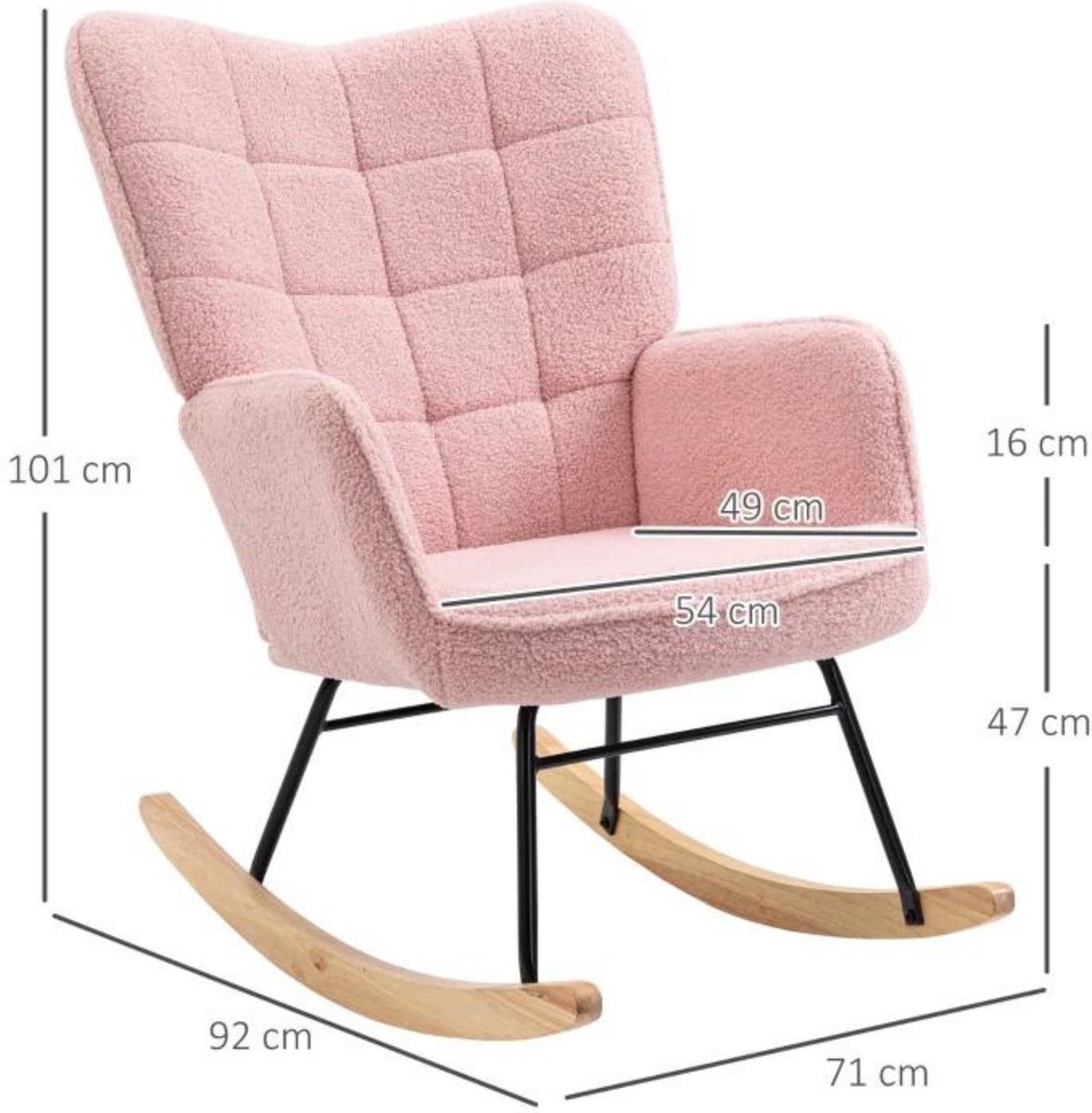 Zenzee Schommelstoel - Schommelstoelen babykamer - Relaxstoel - Fauteuil - Voedingsstoel - Roze — afbeelding 5