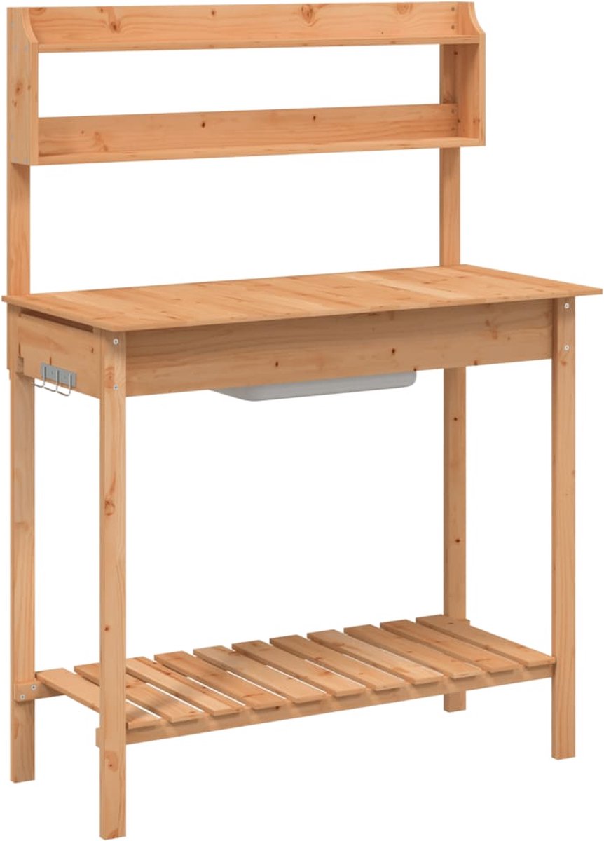 VidaXL Oppottafel met spoelbak 147 5x44x139 5 cm vurenhout bruin