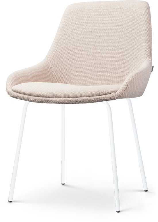Nolon Nora-Isa Eetkamerstoel Beige - Stof - Wit Onderstel - Design - Scandinavisch - Comfortabel