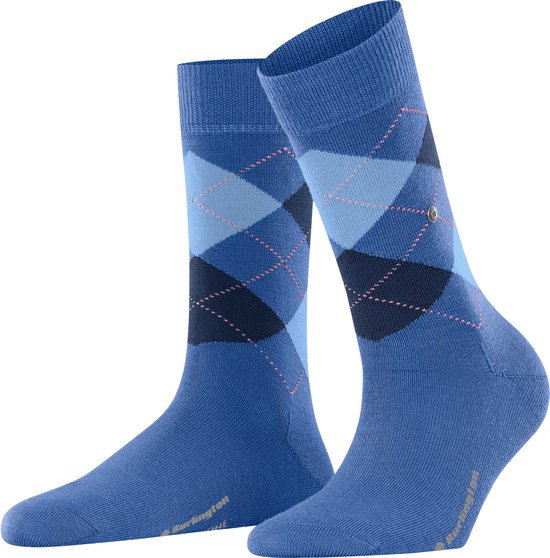 Burlington Marylebone gedessineerd wol sokken dames blauw - maat 36-41