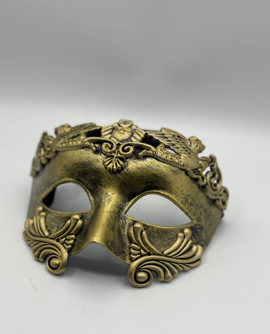 Venetiaans masker voor mannen in goud - Feest Masker voor mannen met bril en zonder bril- Toppers 2025 kleding - Gala Masker in de Grieks Romeinse stijl - Goud maar fout party