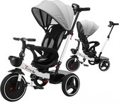 MS® - Kinderwagen - Driewieler fiets - Duwfiets - Op 6 verschillende manieren te gebruiken - Met rugleuning - Met bekerhouder - Geschikt voor kinderen 1-5 jaar - Tot 30 kg belastbaar - Grijs