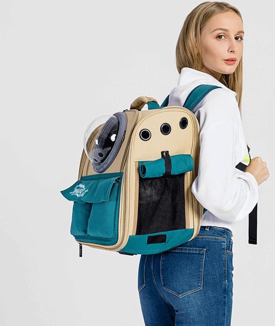 Space Cat - Sac à dos - Sac de transport - Sac de voyage - Carrier - Sac de transport - Animal de compagnie - Chats - Petits Chiens - Kaki