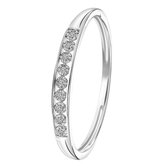 Lucardi Dames Ring met diamant 0,02ct - Ring - Cadeau - Moederdag - 18 Karaat Goud - Witgoud