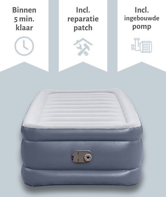 Bestway luchtbed - 1-Persoons - 97 x 191 x 51 cm - Grijs - Inclusief pomp - Reparatieset van Bestway — afbeelding 5