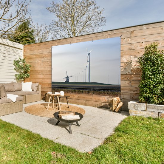 Affiche de jardin Moulins à vent en Eemshaven toile en vrac 180x120 cm - Toile de jardin / Toile d'extérieur / Peintures d'extérieur (décoration de jardin) XXL / Groot format!