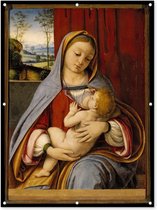 Tuinposter - Tuindoek - Tuinposters buiten - Madonna and child - Leonardo da Vinci - 90x120 cm - Tuin