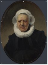 Muurdecoratie buiten Portret van Aechje Claesdr - Rembrandt van Rijn - 120x160 cm - Tuindoek - Buitenposter