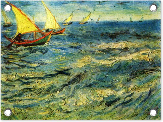 Tuin decoratie Vissersboten op zee - Vincent van Gogh - 40x30 cm - Tuindoek - Buitenposter