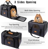Opvouwbare hondendraagtas, kattendraagtas, transporttas, transporttas, polyesterdoek, met schouderriem en opvouwbare hondenbak voor honden of katten, 3-delige set